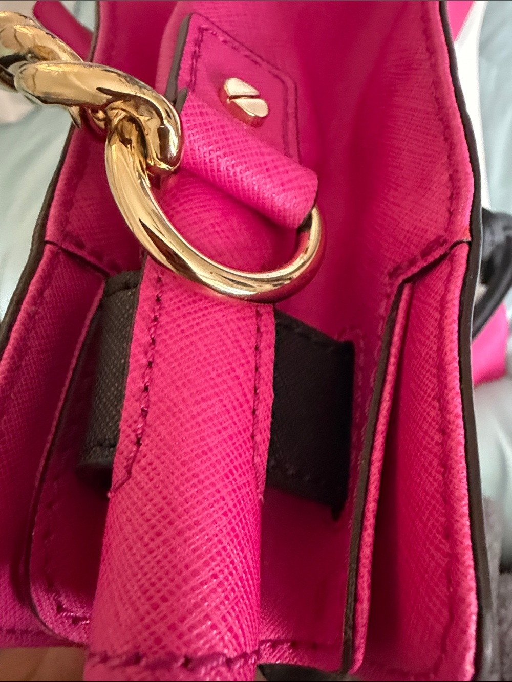 Michael Kors Hot Pink, Cream & Black Saffiano Leather Tote - Picture 5 of 11